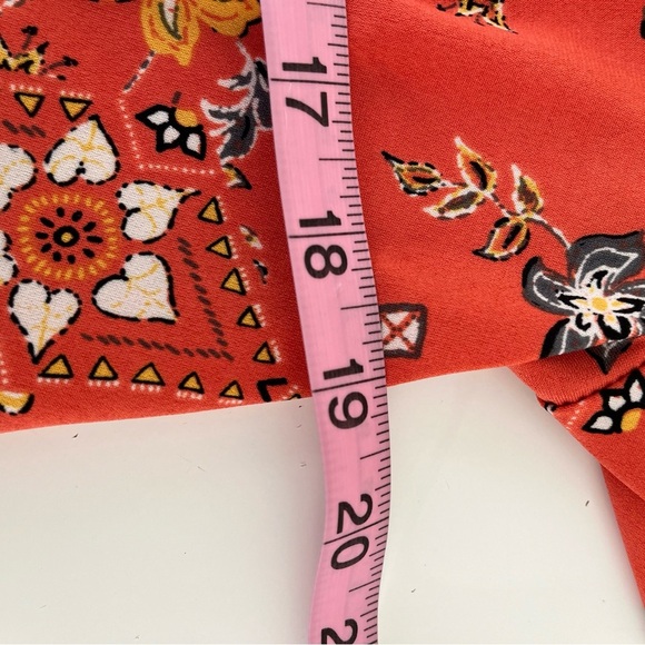 Torrid Orange Floral V Neck Flutter Sleeve Fit & Flare Dress - Picture 14 of 14